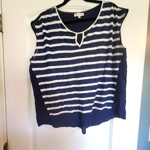 High low sheer stripe top